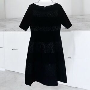 rickie freeman Teri Jon Women’s Black Tiered with Lace Detail Formal Dress Sz-8